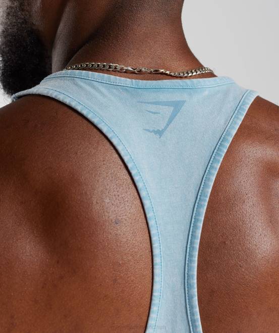 Ozonblau Kleidung Gymshark Männer Powergewaschener Stringer 04P8982