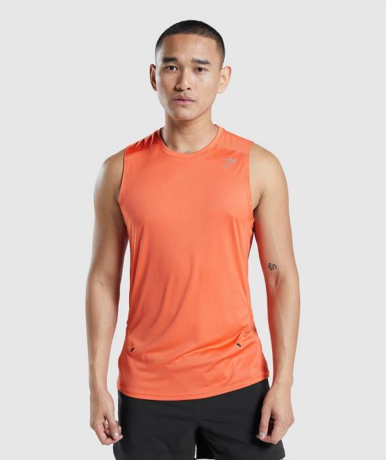 Papaya-Orange Kleidung Gymshark Männer Geschwindigkeit entwickeln Tank 04P8928