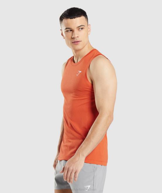 Papaya-Orangen-Mergel Kleidung Gymshark Männer Vitaler nahtloser leichter Panzer 04P8900