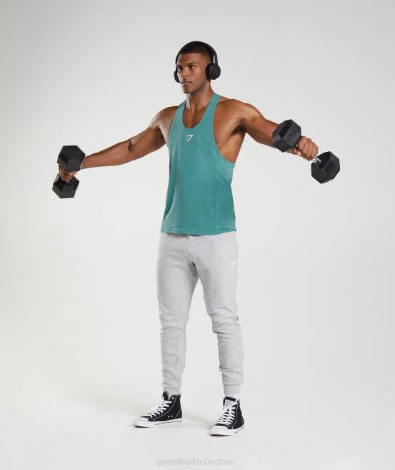 Schieferblau Kleidung Gymshark Männer Stringer reagieren 04P8995