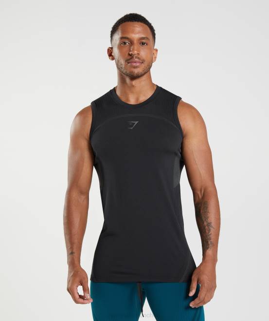 Schwarz Kleidung Gymshark Männer 315 nahtloser Tank 04P8911