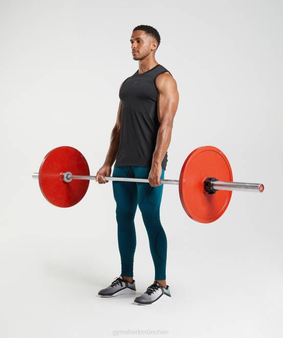 Schwarz Kleidung Gymshark Männer 315 nahtloser Tank 04P8911
