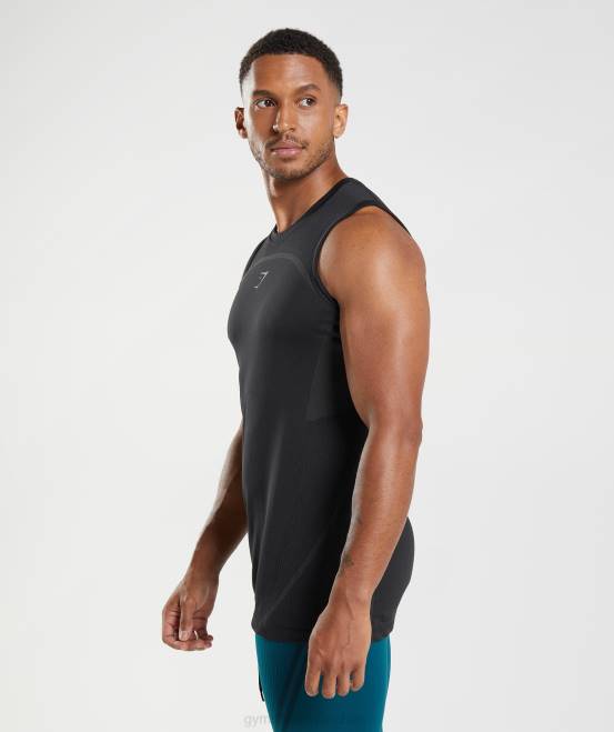Schwarz Kleidung Gymshark Männer 315 nahtloser Tank 04P8911