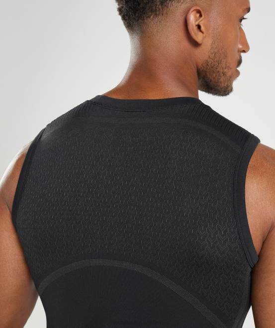 Schwarz Kleidung Gymshark Männer 315 nahtloser Tank 04P8911