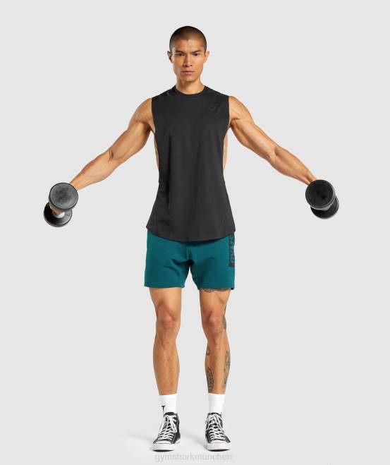 Schwarz Kleidung Gymshark Männer Fetter Drop-Arm-Tank 04P8890