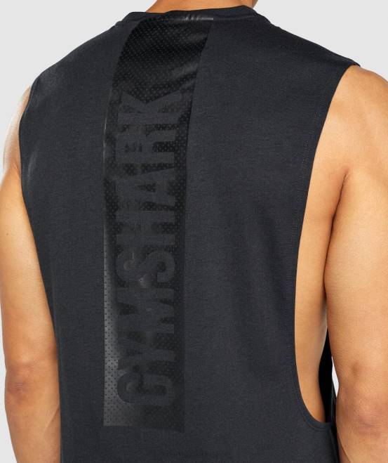 Schwarz Kleidung Gymshark Männer Fetter Drop-Arm-Tank 04P8890