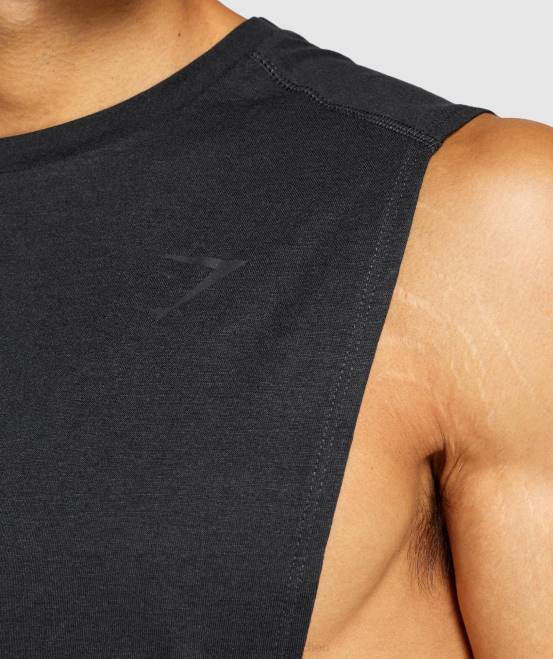Schwarz Kleidung Gymshark Männer Fetter Drop-Arm-Tank 04P8890