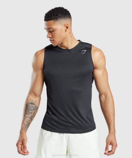 Schwarz Kleidung Gymshark Männer Geschwindigkeit entwickeln Tank 04P8920