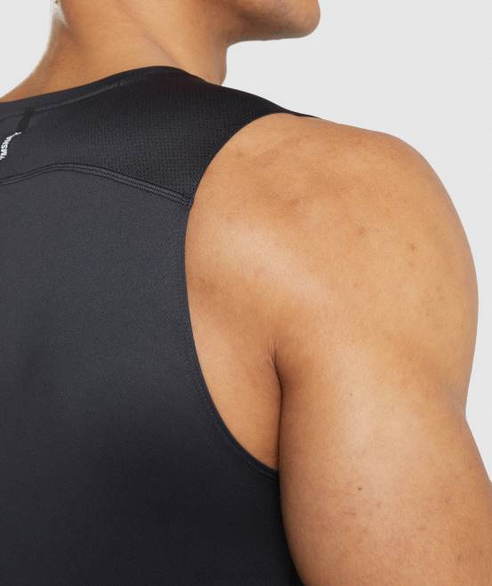 Schwarz Kleidung Gymshark Männer Geschwindigkeit entwickeln Tank 04P8920