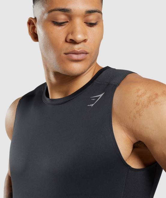 Schwarz Kleidung Gymshark Männer Geschwindigkeit entwickeln Tank 04P8920