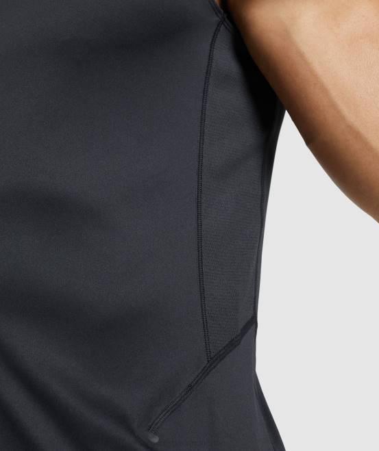 Schwarz Kleidung Gymshark Männer Geschwindigkeit entwickeln Tank 04P8920