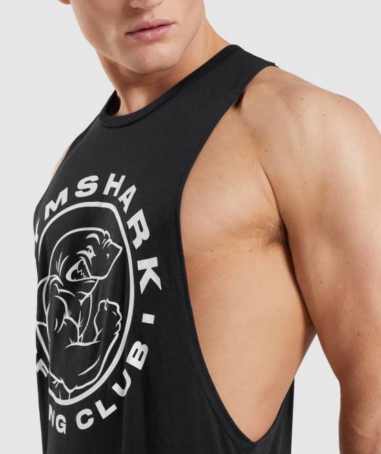 Schwarz Kleidung Gymshark Männer Legacy-Drop-Arm-Tank 04P8923