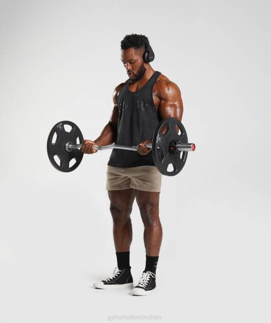 Schwarz Kleidung Gymshark Männer Powergewaschener Stringer 04P8977
