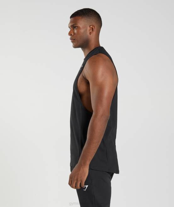 Schwarz Kleidung Gymshark Männer Reagieren Sie mit dem Drop-Arm-Tank 04P8885