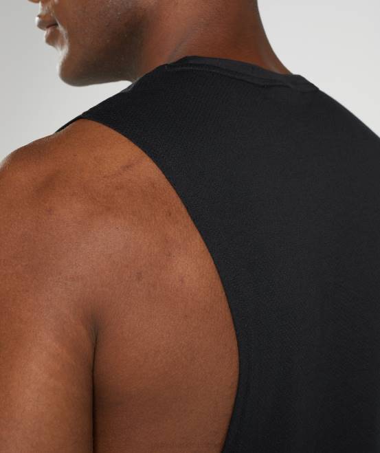 Schwarz Kleidung Gymshark Männer Reagieren Sie mit dem Drop-Arm-Tank 04P8885