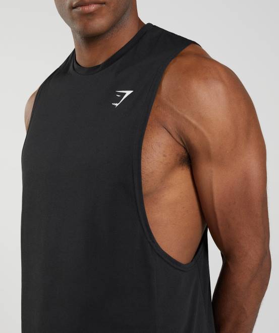 Schwarz Kleidung Gymshark Männer Reagieren Sie mit dem Drop-Arm-Tank 04P8885
