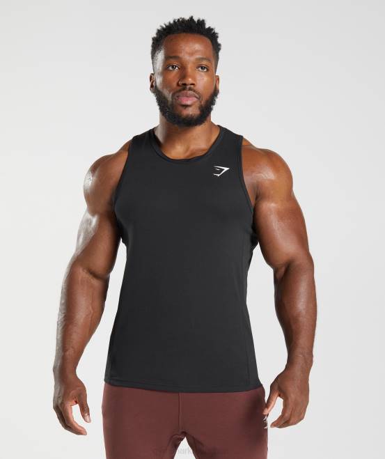Schwarz Kleidung Gymshark Männer Reaktionstank 04P8881