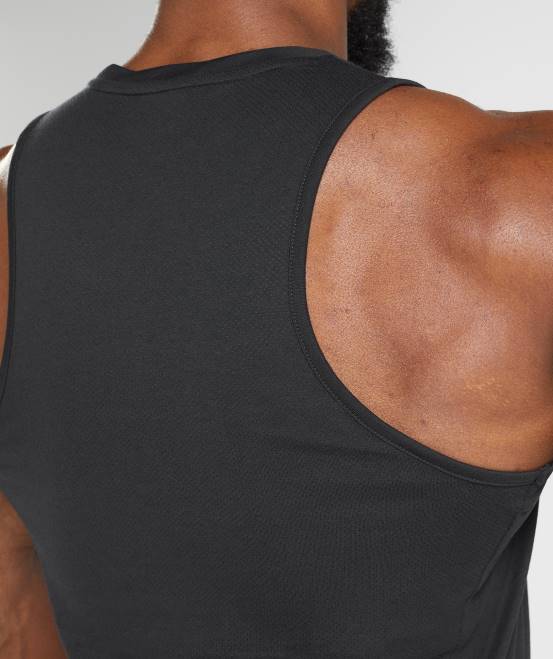 Schwarz Kleidung Gymshark Männer Reaktionstank 04P8881