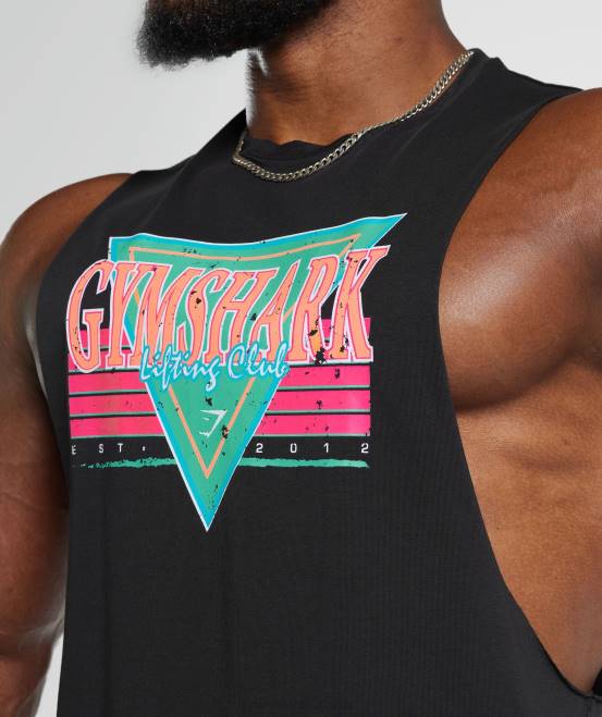 Schwarz Kleidung Gymshark Männer Retrowave Drop-Arm-Tank 04P8891