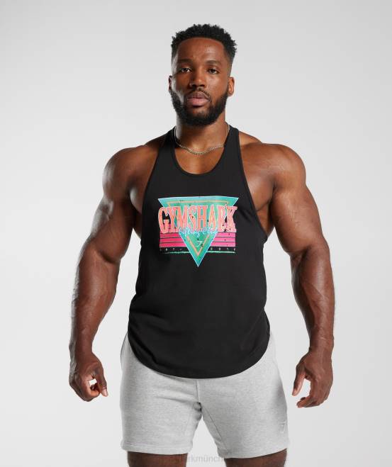 Schwarz Kleidung Gymshark Männer Retrowave-Stringer 04P8991