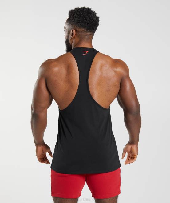 Schwarz Kleidung Gymshark Männer Slice-Stringer 04P8980