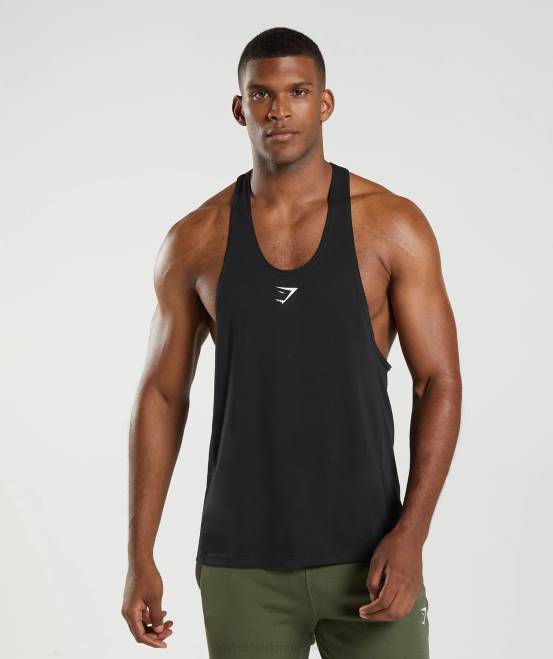 Schwarz Kleidung Gymshark Männer Stringer reagieren 04P8984