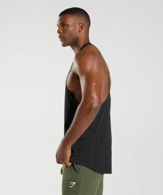 Schwarz Kleidung Gymshark Männer Stringer reagieren 04P8984