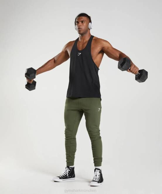 Schwarz Kleidung Gymshark Männer Stringer reagieren 04P8984