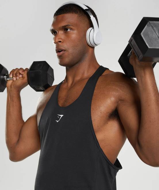Schwarz Kleidung Gymshark Männer Stringer reagieren 04P8984