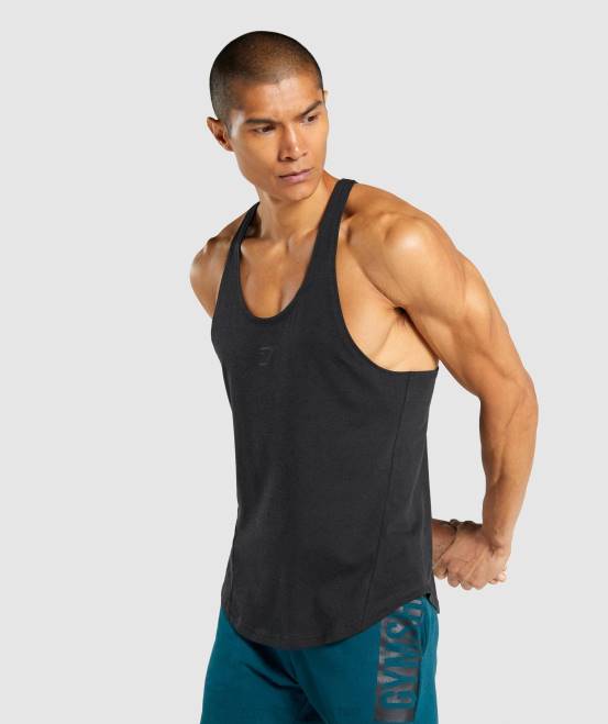 Schwarz Kleidung Gymshark Männer kräftiger Stringer 04P8979