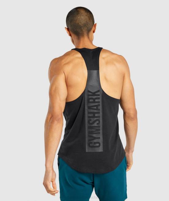 Schwarz Kleidung Gymshark Männer kräftiger Stringer 04P8979