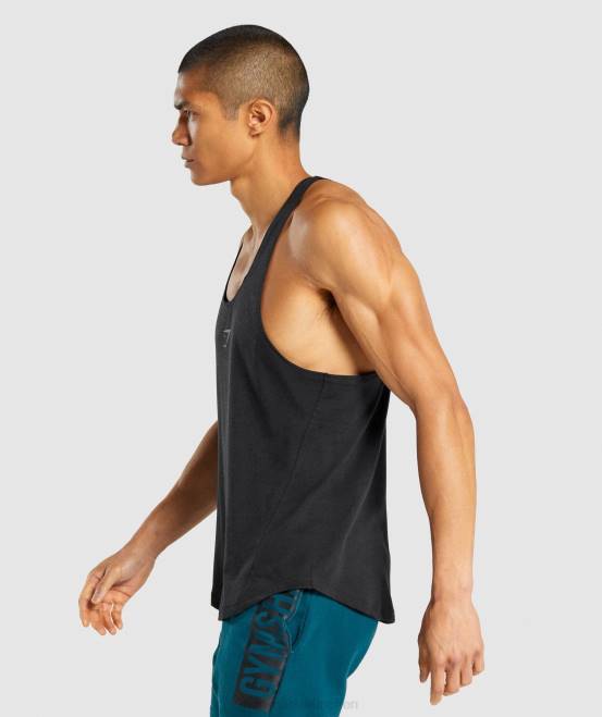 Schwarz Kleidung Gymshark Männer kräftiger Stringer 04P8979