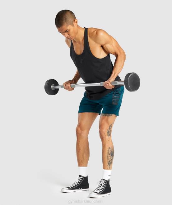 Schwarz Kleidung Gymshark Männer kräftiger Stringer 04P8979