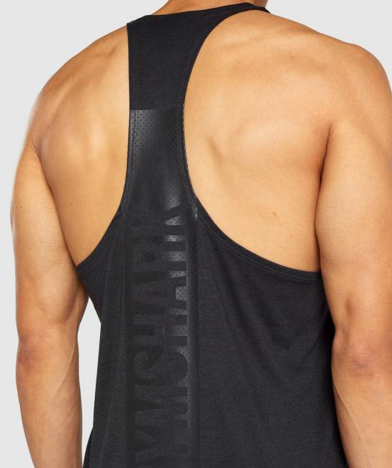 Schwarz Kleidung Gymshark Männer kräftiger Stringer 04P8979