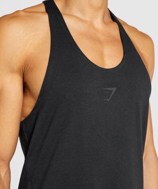 Schwarz Kleidung Gymshark Männer kräftiger Stringer 04P8979