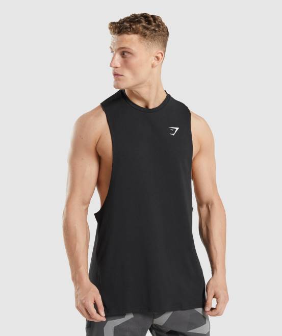 Schwarz Kleidung Gymshark Männer kritischer 2.0 Drop-Arm-Tank 04P8918