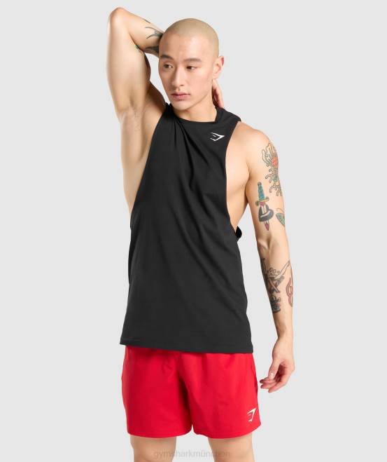 Schwarz Kleidung Gymshark Männer kritischer Drop-Arm-Tank 04P8946