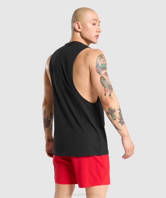 Schwarz Kleidung Gymshark Männer kritischer Drop-Arm-Tank 04P8946