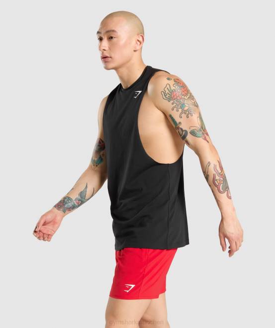 Schwarz Kleidung Gymshark Männer kritischer Drop-Arm-Tank 04P8946