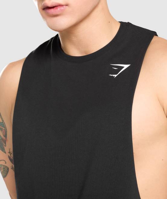Schwarz Kleidung Gymshark Männer kritischer Drop-Arm-Tank 04P8946