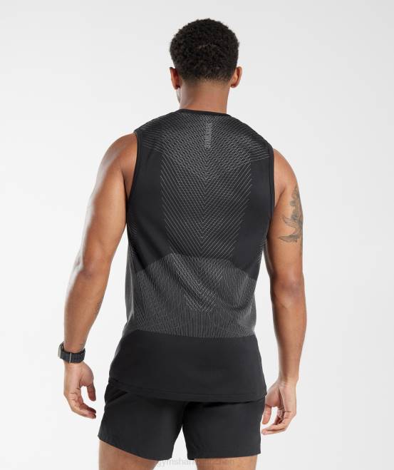 Schwarz/Silhouettengrau Kleidung Gymshark Männer Apex nahtloser Tank 04P8917