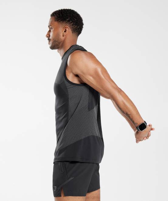 Schwarz/Silhouettengrau Kleidung Gymshark Männer Apex nahtloser Tank 04P8917