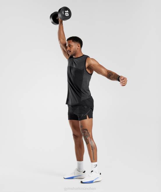 Schwarz/Silhouettengrau Kleidung Gymshark Männer Apex nahtloser Tank 04P8917