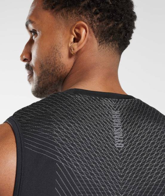 Schwarz/Silhouettengrau Kleidung Gymshark Männer Apex nahtloser Tank 04P8917