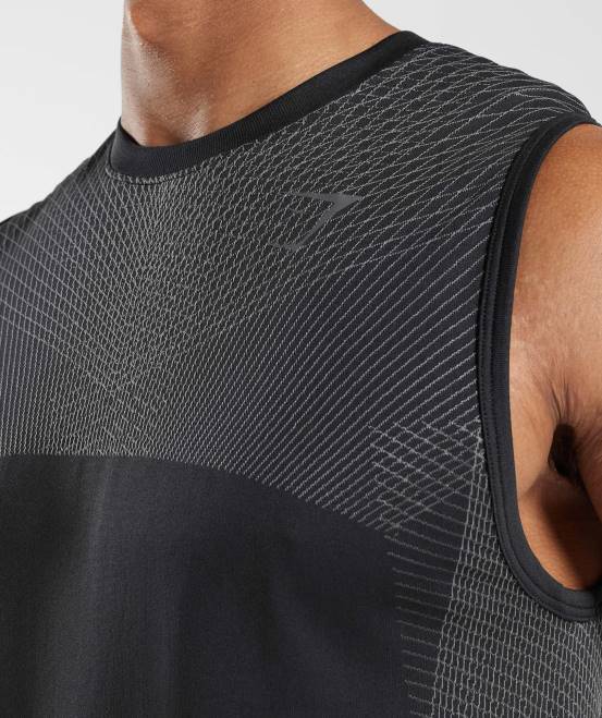 Schwarz/Silhouettengrau Kleidung Gymshark Männer Apex nahtloser Tank 04P8917