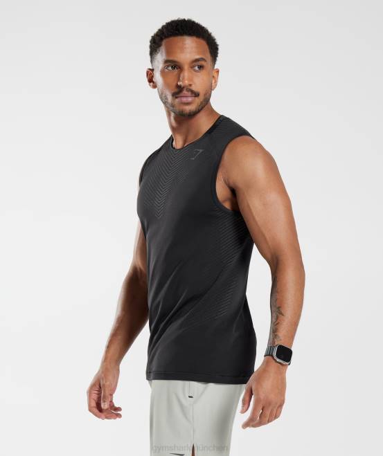 Schwarz/Silhouettengrau (ausverkauft) Kleidung Gymshark Männer Apex-Tank 04P8972
