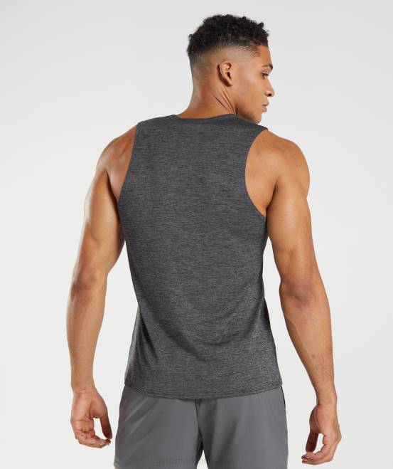 Schwarz/Silhouettengrau meliert Kleidung Gymshark Männer Ankunft schlanker Mergeltank 04P8895
