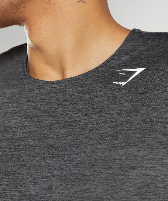Schwarz/Silhouettengrau meliert Kleidung Gymshark Männer Ankunft schlanker Mergeltank 04P8895