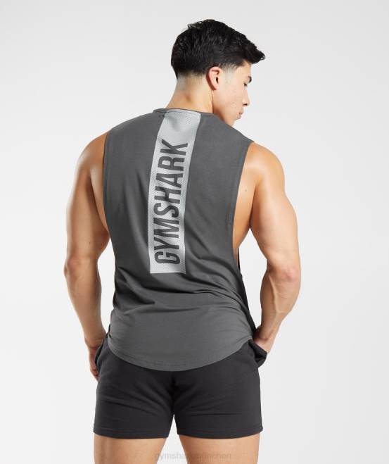 Silhouette grau Kleidung Gymshark Männer Fetter Drop-Arm-Tank 04P8882