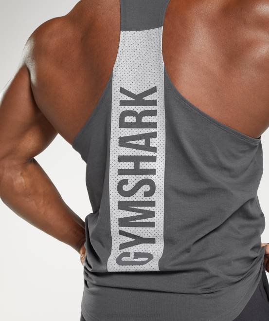 Silhouette grau Kleidung Gymshark Männer kräftiger Stringer 04P81015